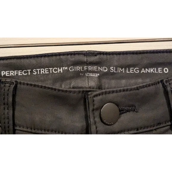 Chico's Black Embellished‎ Straight Leg Ankle Pants Size S whimsigoth rock - Picture 7 of 7